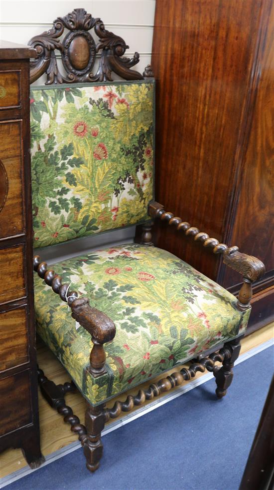 An 19th century Flemish walnut armchair